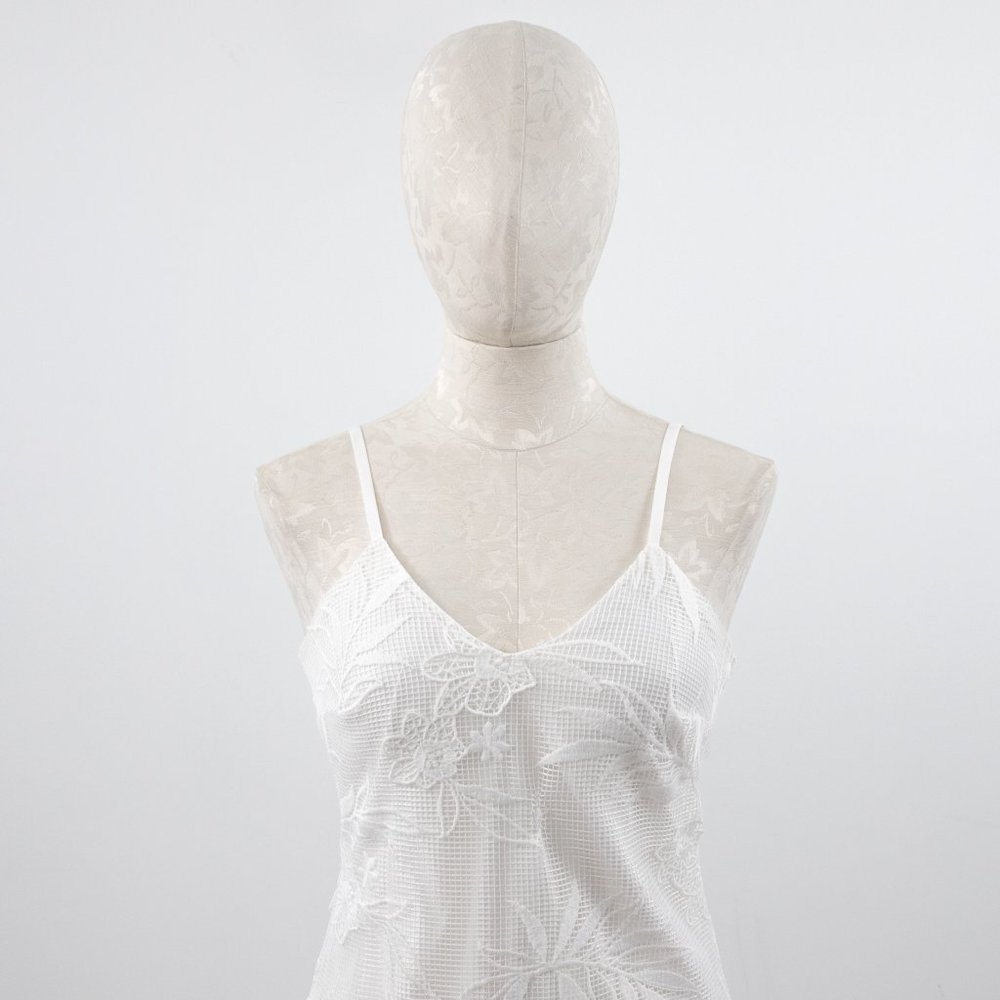 Parker XS Mesh Floral Asymmetric Mini Dress White - Picture 8 of 13